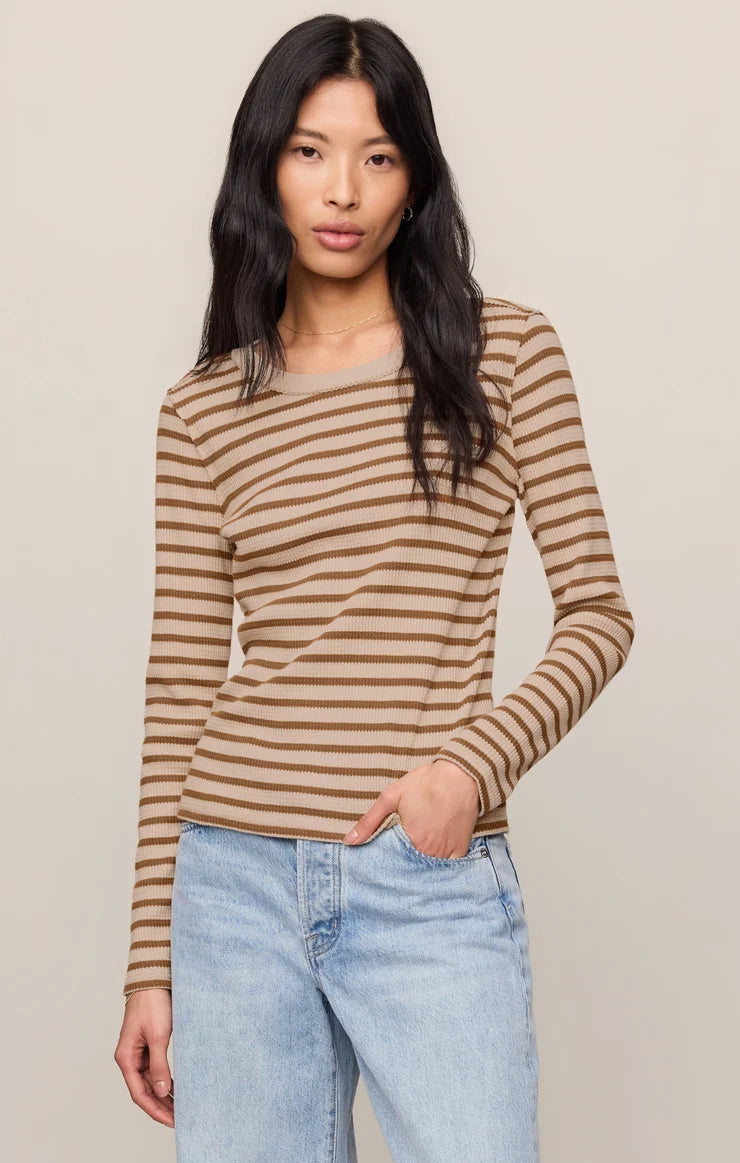 Arlet Mini Thermal Long Sleeve Striped - Saddle Suede & Eclipse