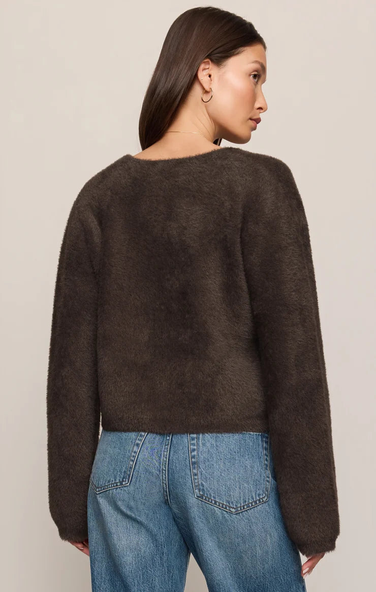 Winterglow Fluffy Cardigan - Cocoa Bean
