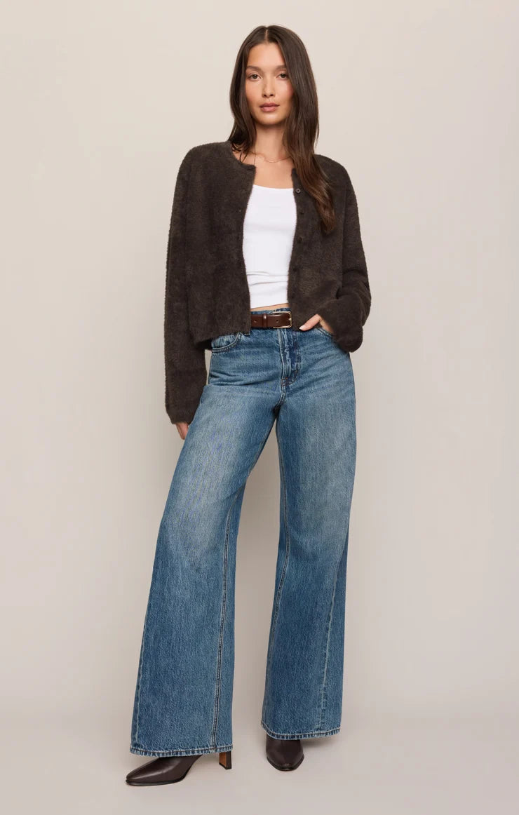 Winterglow Fluffy Cardigan - Cocoa Bean