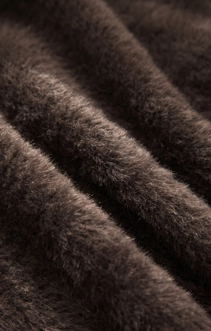 Winterglow Fluffy Cardigan - Cocoa Bean