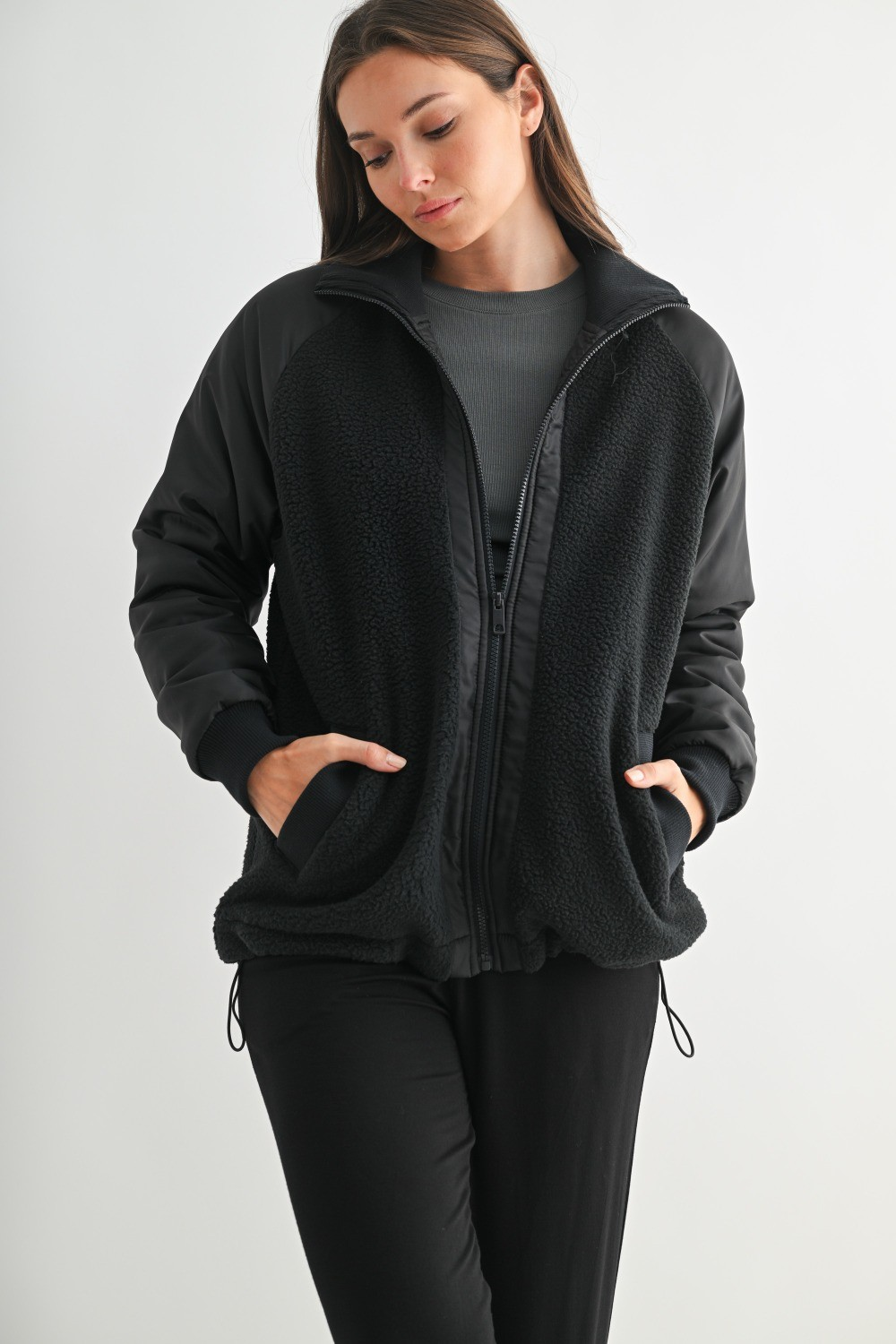 Alpine Zip Up Bomber Jacket - Navy