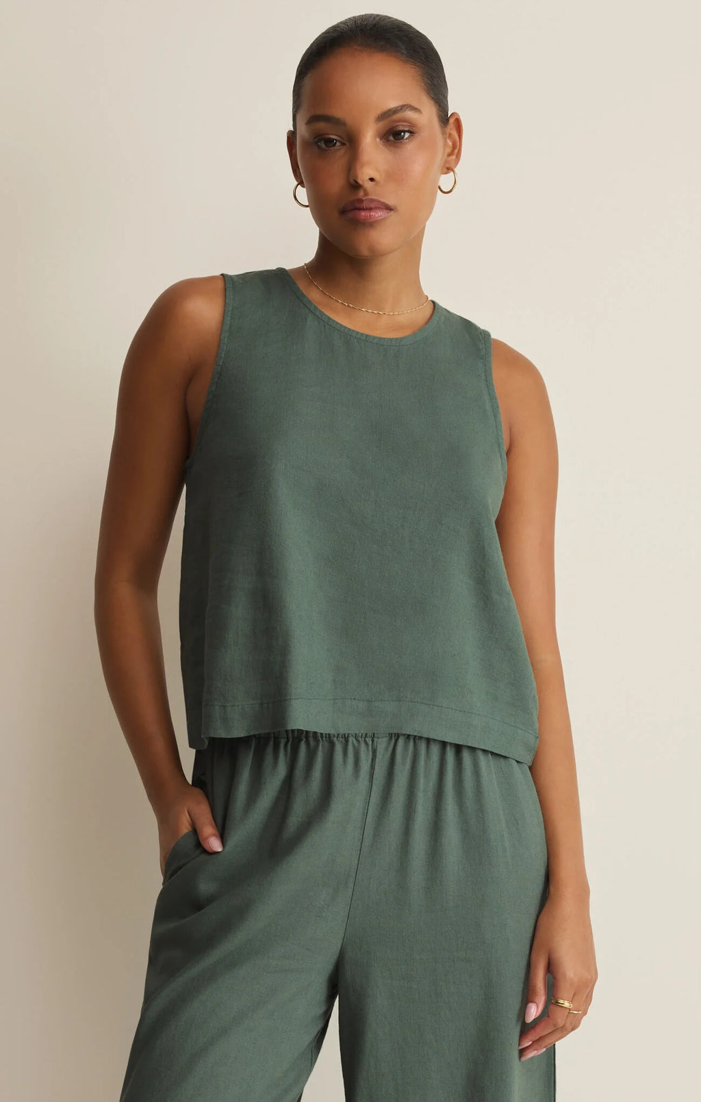 Sloan Linen Tank - Everglade