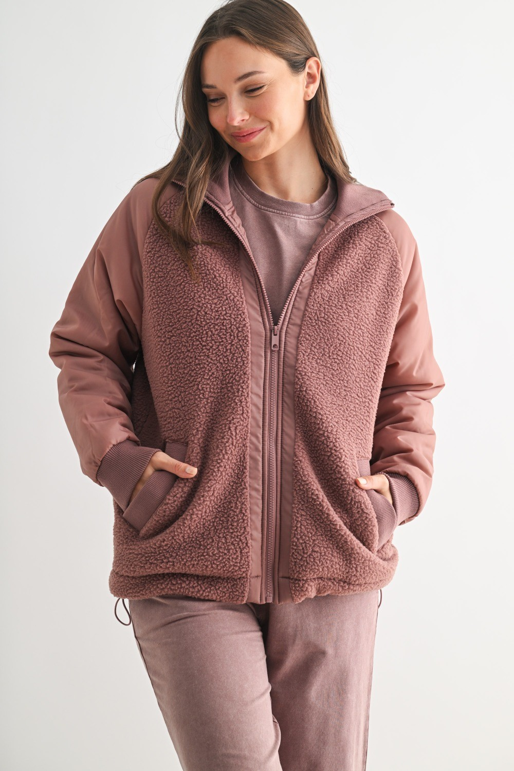 Alpine Zip Up Bomber Jacket - Taupe
