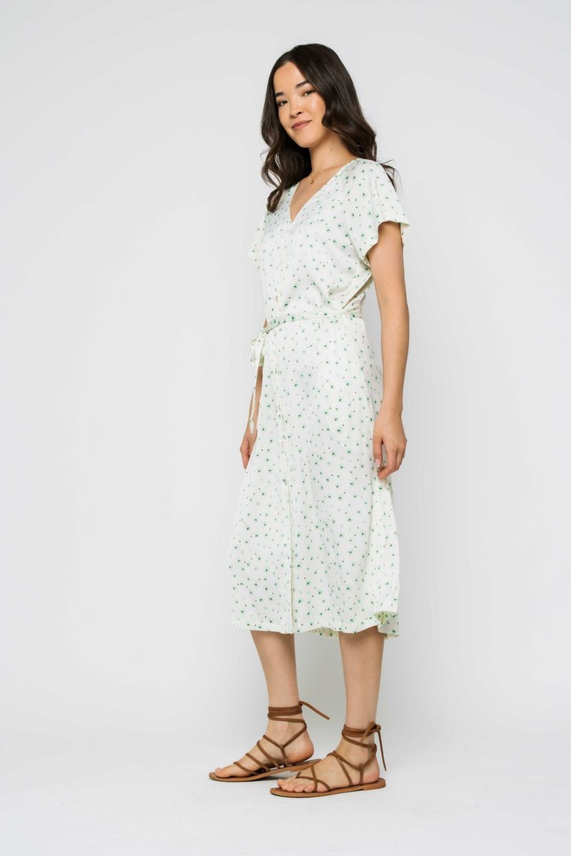 Melanie-Button Front Midi Dress - Summer Floral