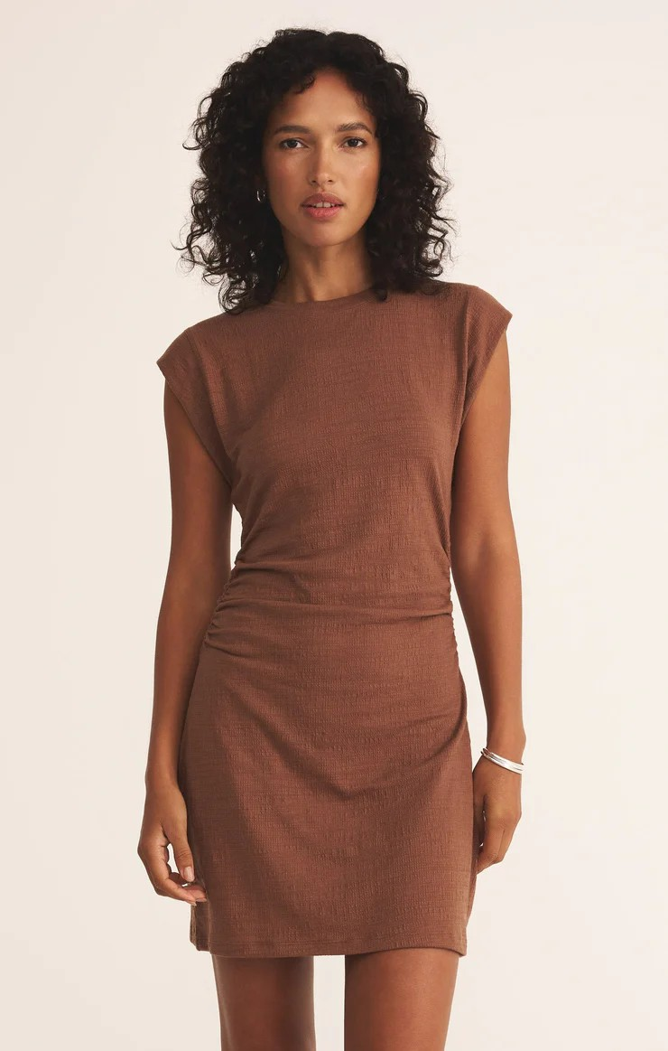 Camino Textured Dress - Teakwood