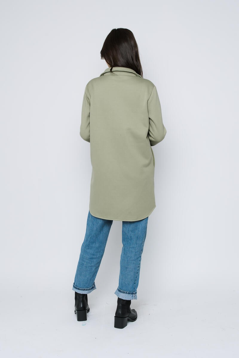 Jackie-Sherpa Button-Up -Sage