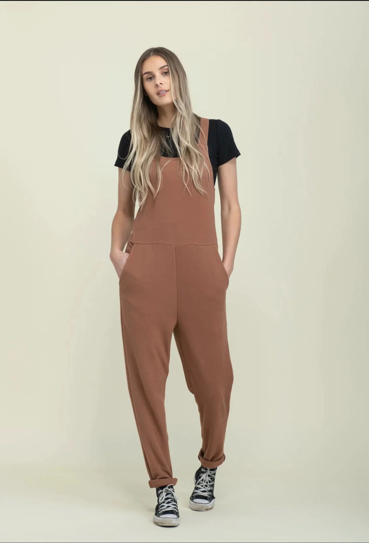 Kay Brushed Jersey Overall - Camel