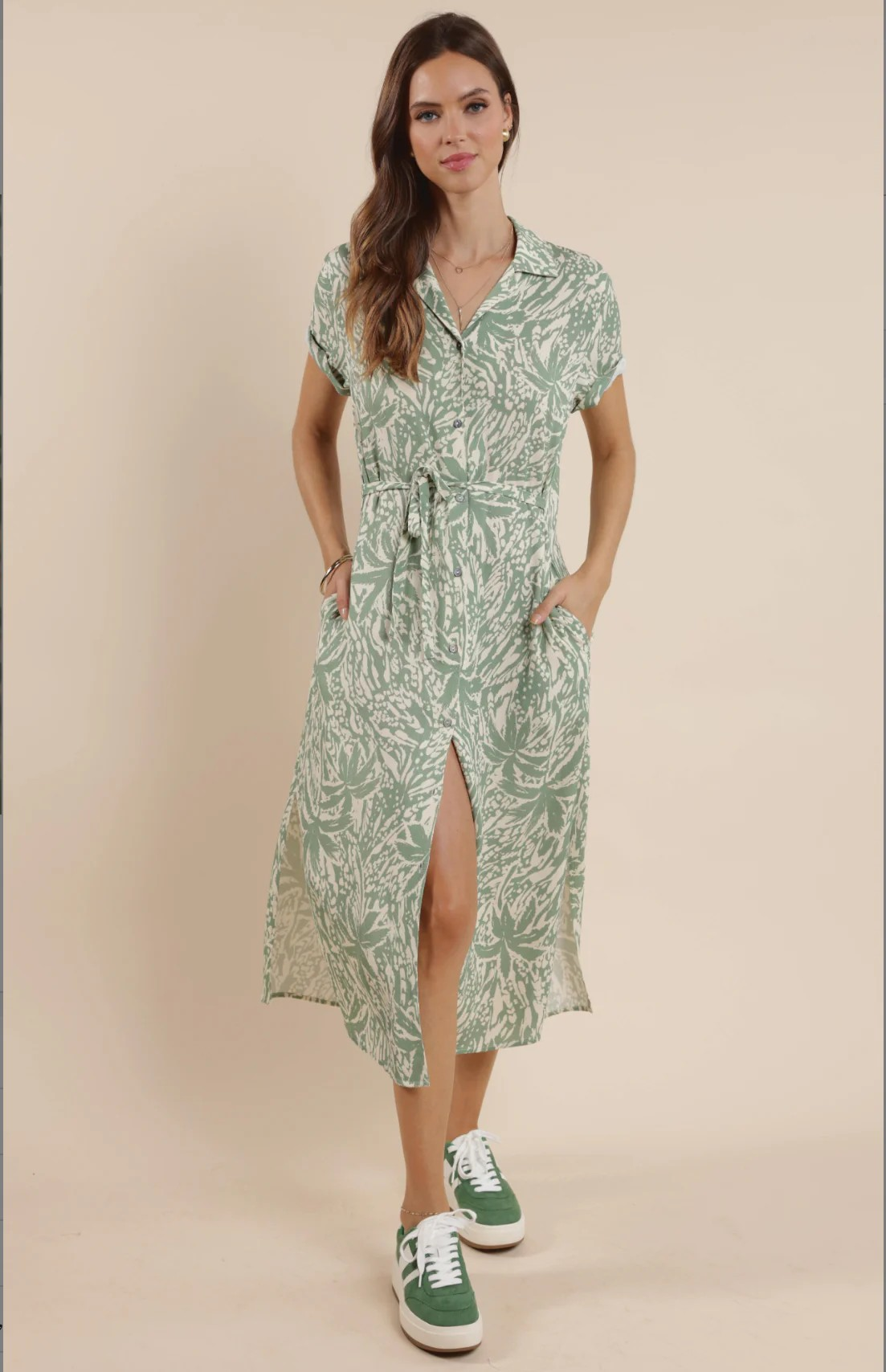 Palm Whispers Midi Dress