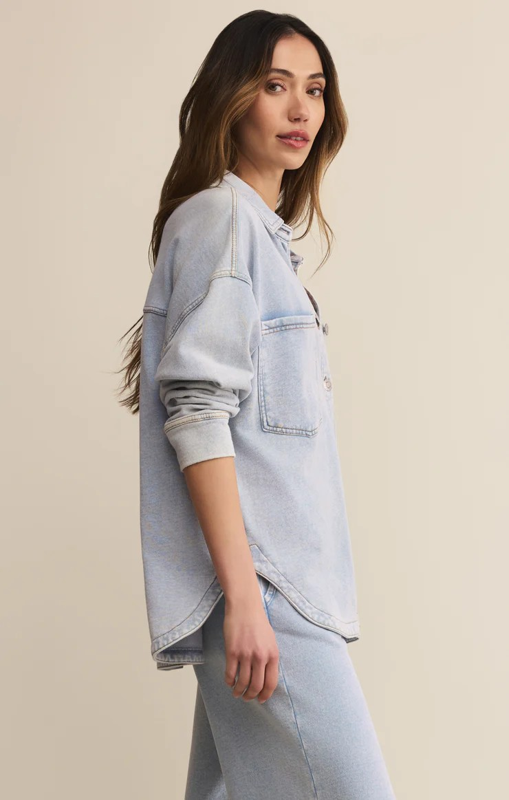All day knit Jacket - washed indigo