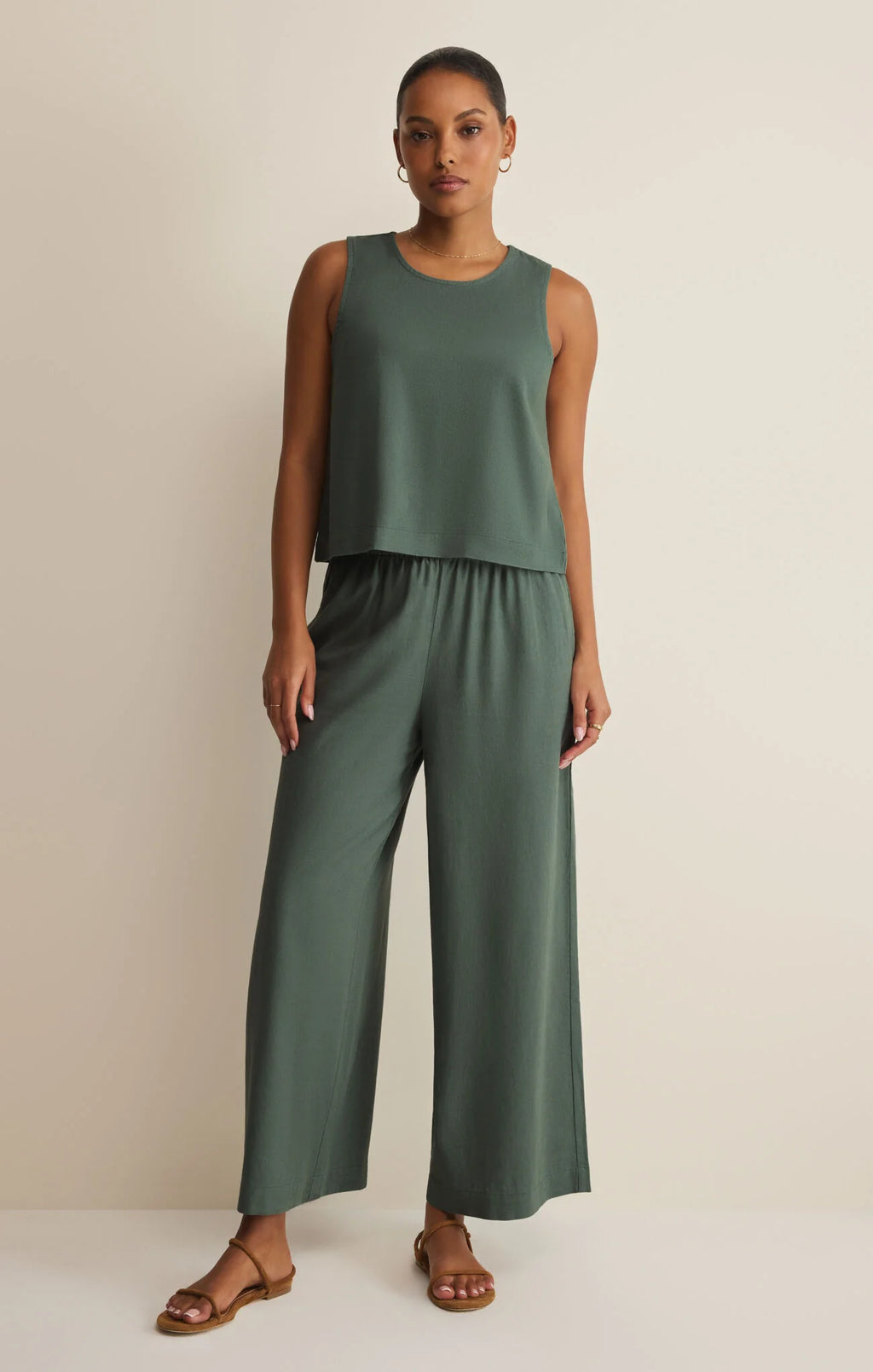 Sloan Linen Tank - Everglade