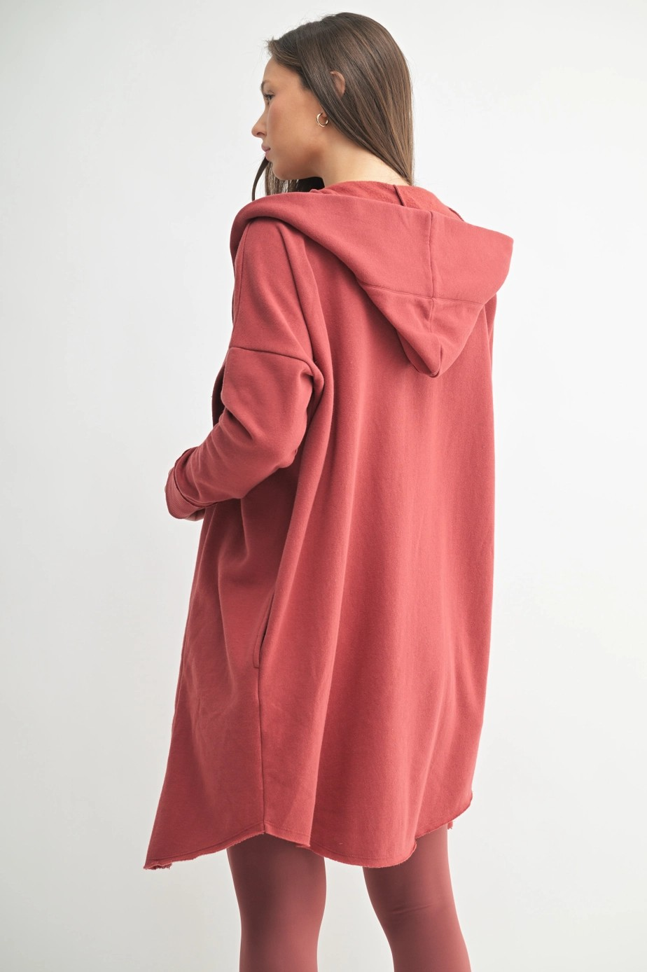 Longline Cardigan - Red Pear