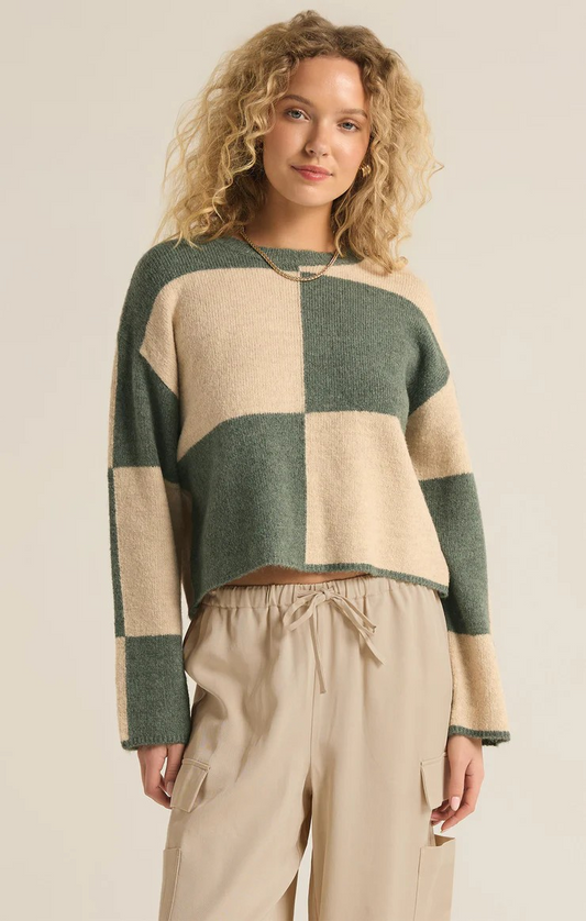 Grossi Blocked Sweater - Palm Green