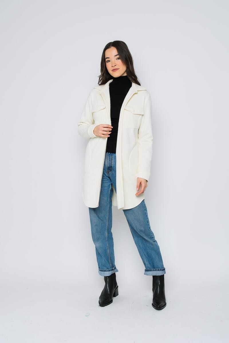 Jackie-Sherpa Button-Up - buttercream