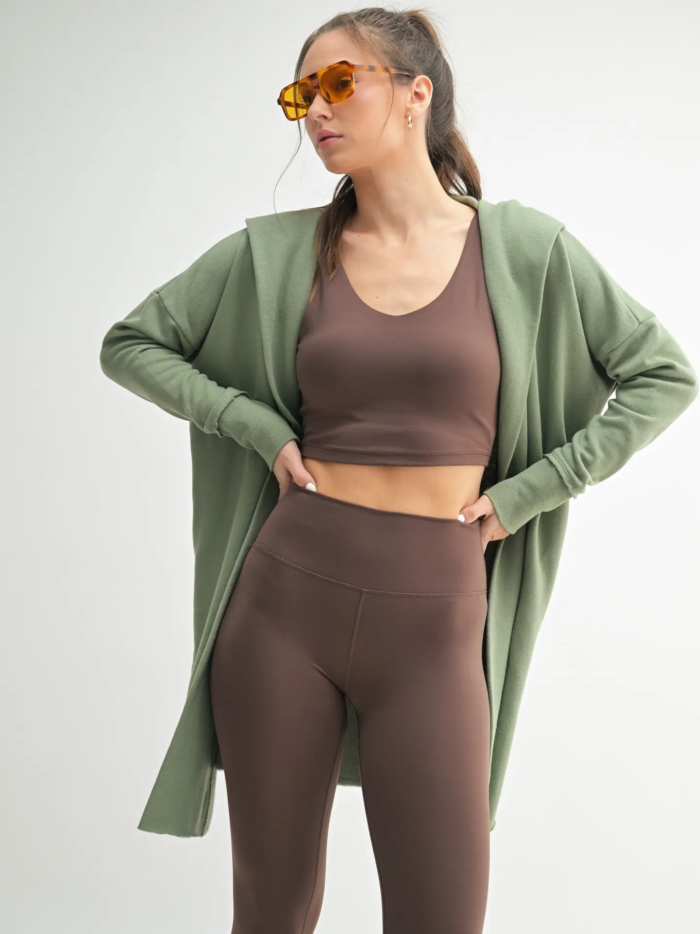 Longline Cardigan - Moss