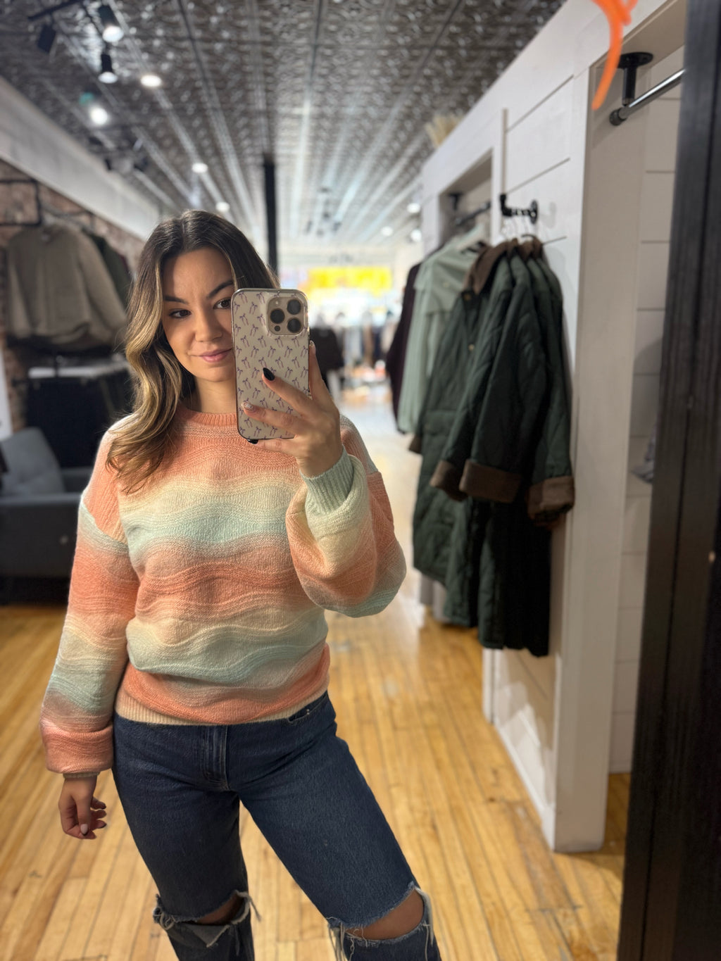 Cool Mint Wave Knit Sweater