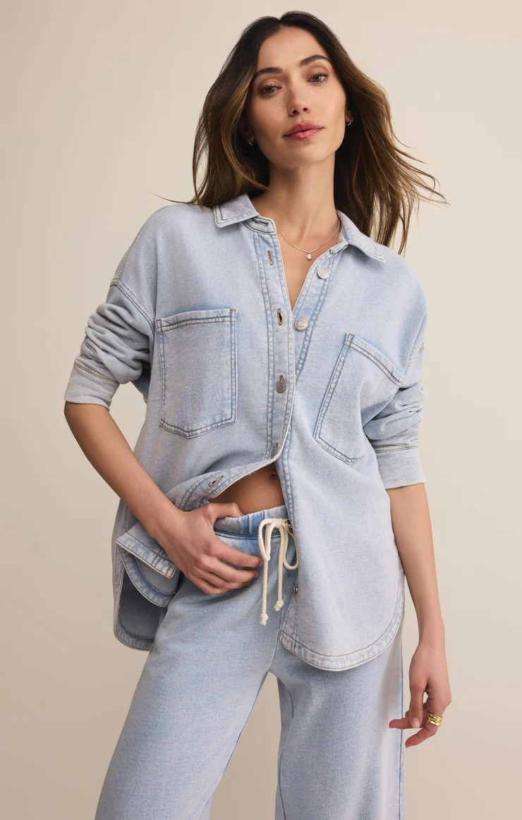 All day knit Jacket - washed indigo