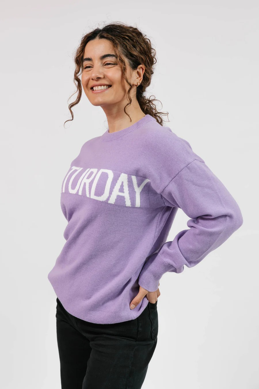 Saturday Sweater in Lavender/Ivory