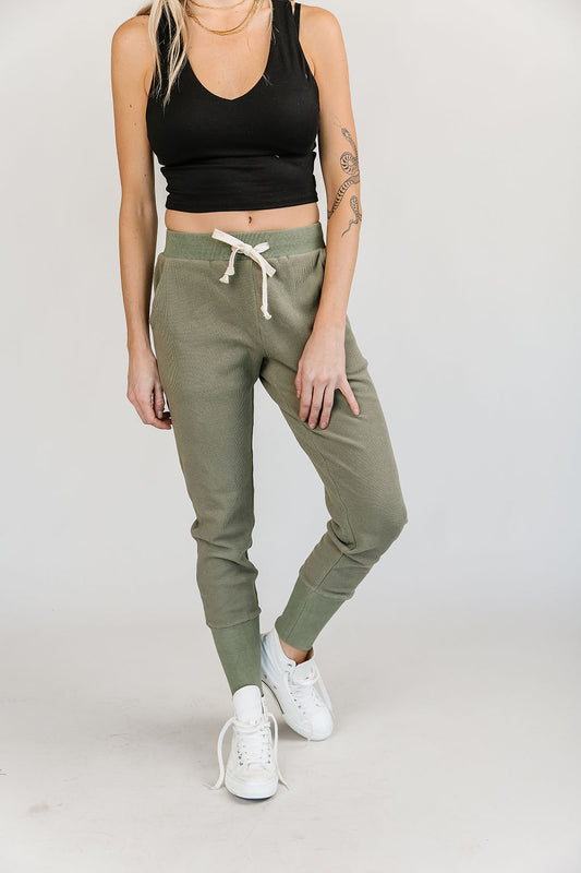 waffle knit jogger- willow