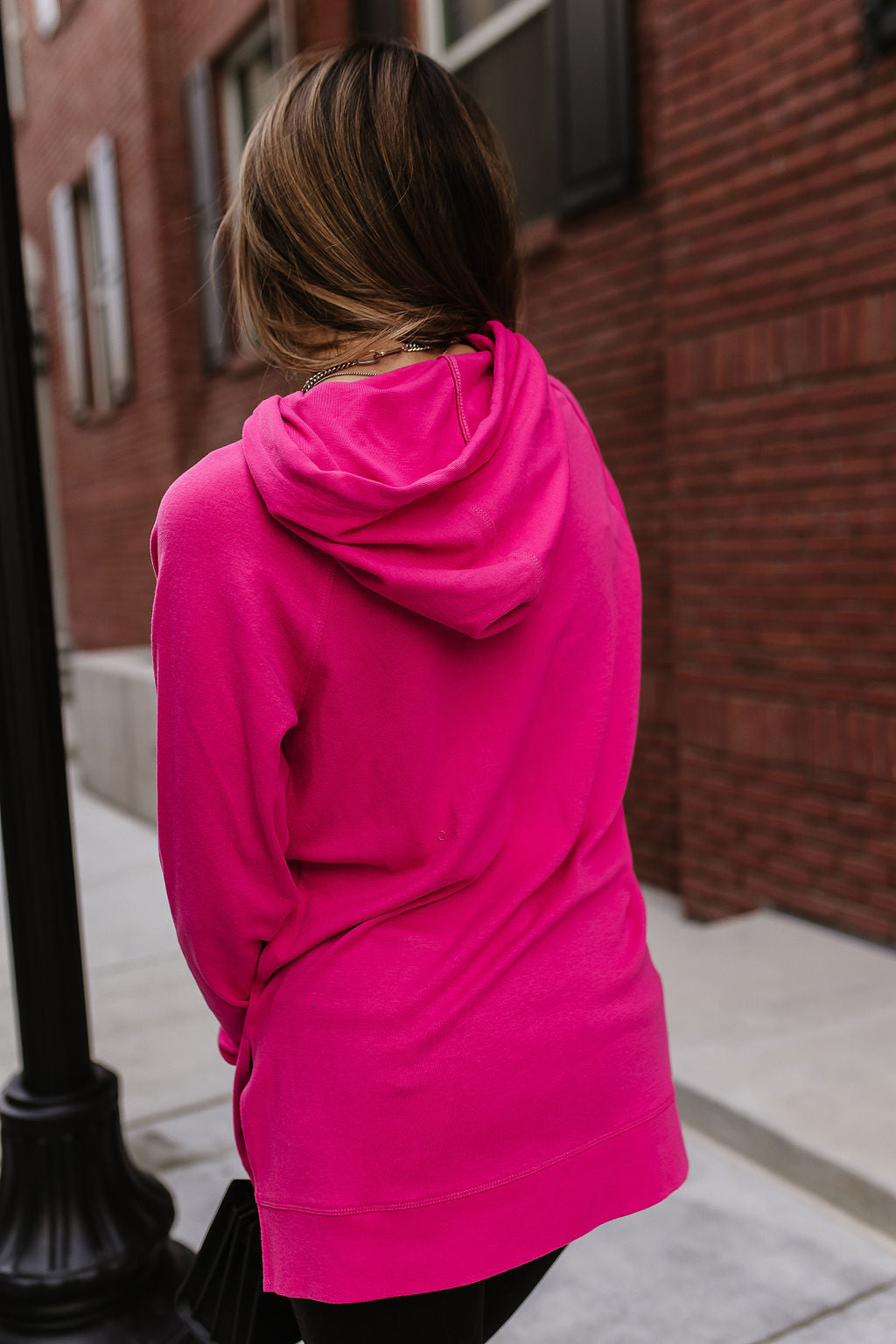 Ampersand - Sideslit Hoodie- Hot Pink