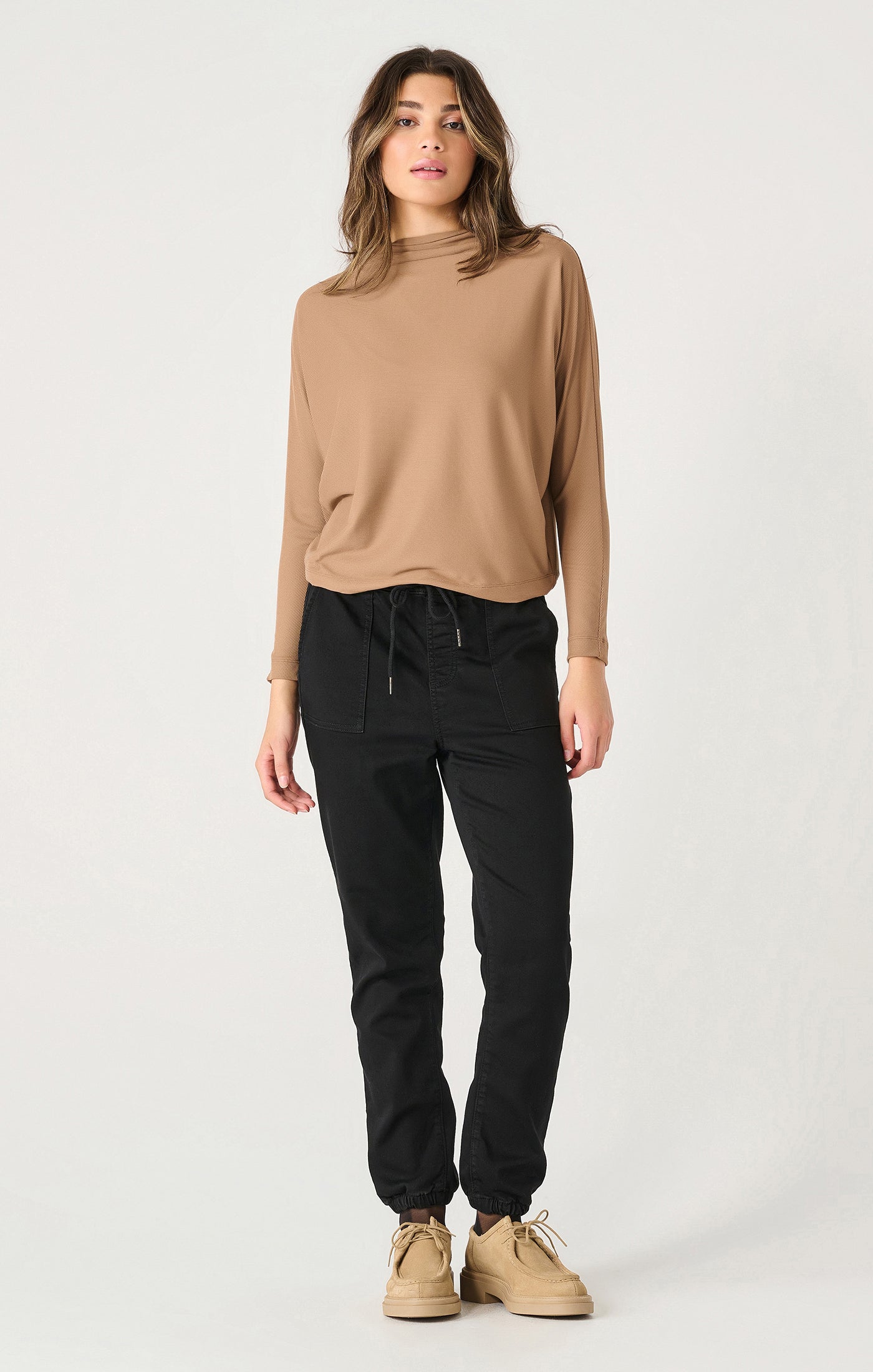 LS MOCK NECK RIBBED TOP