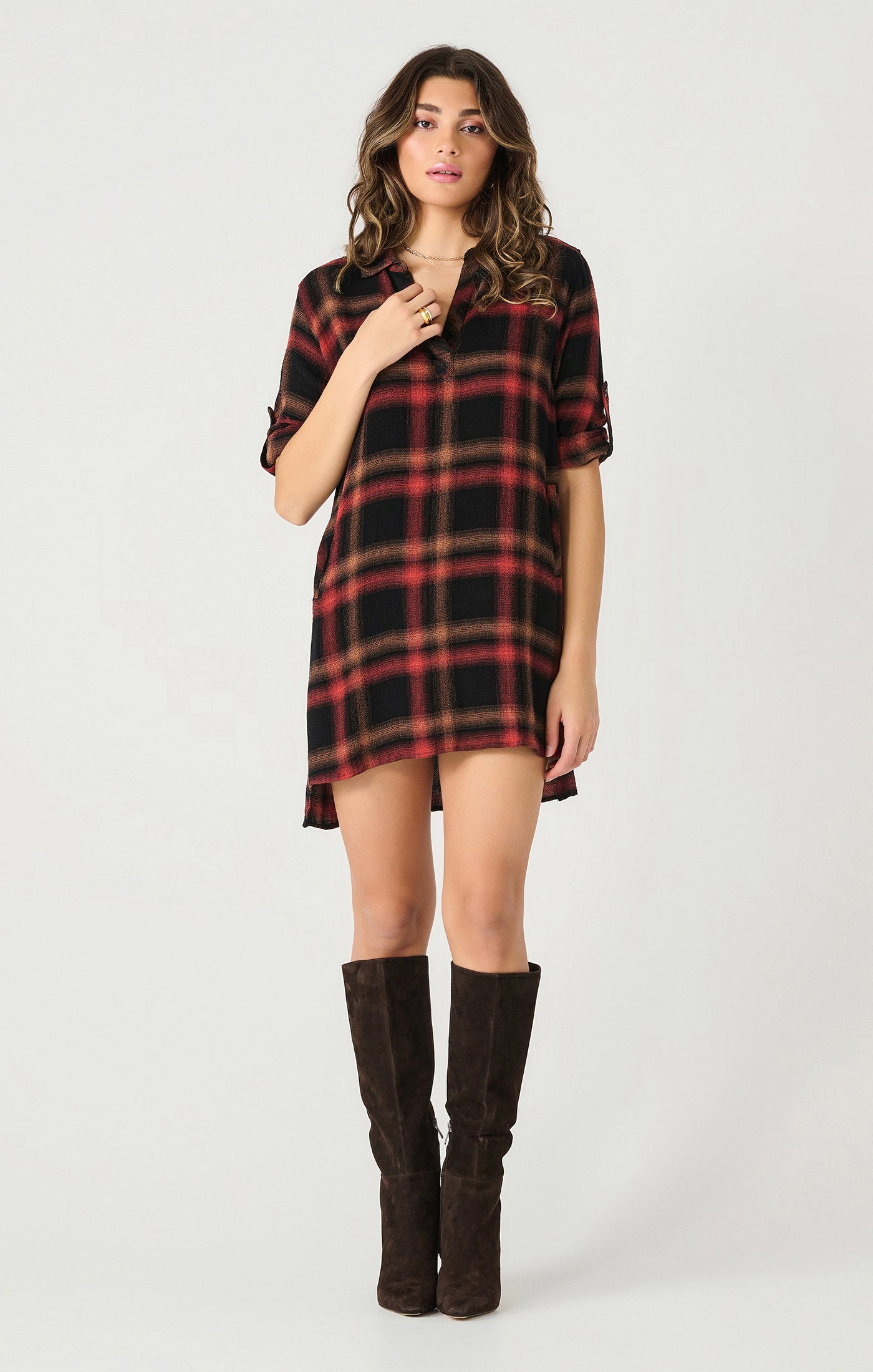 ROLL TAB SHIRT DRESS