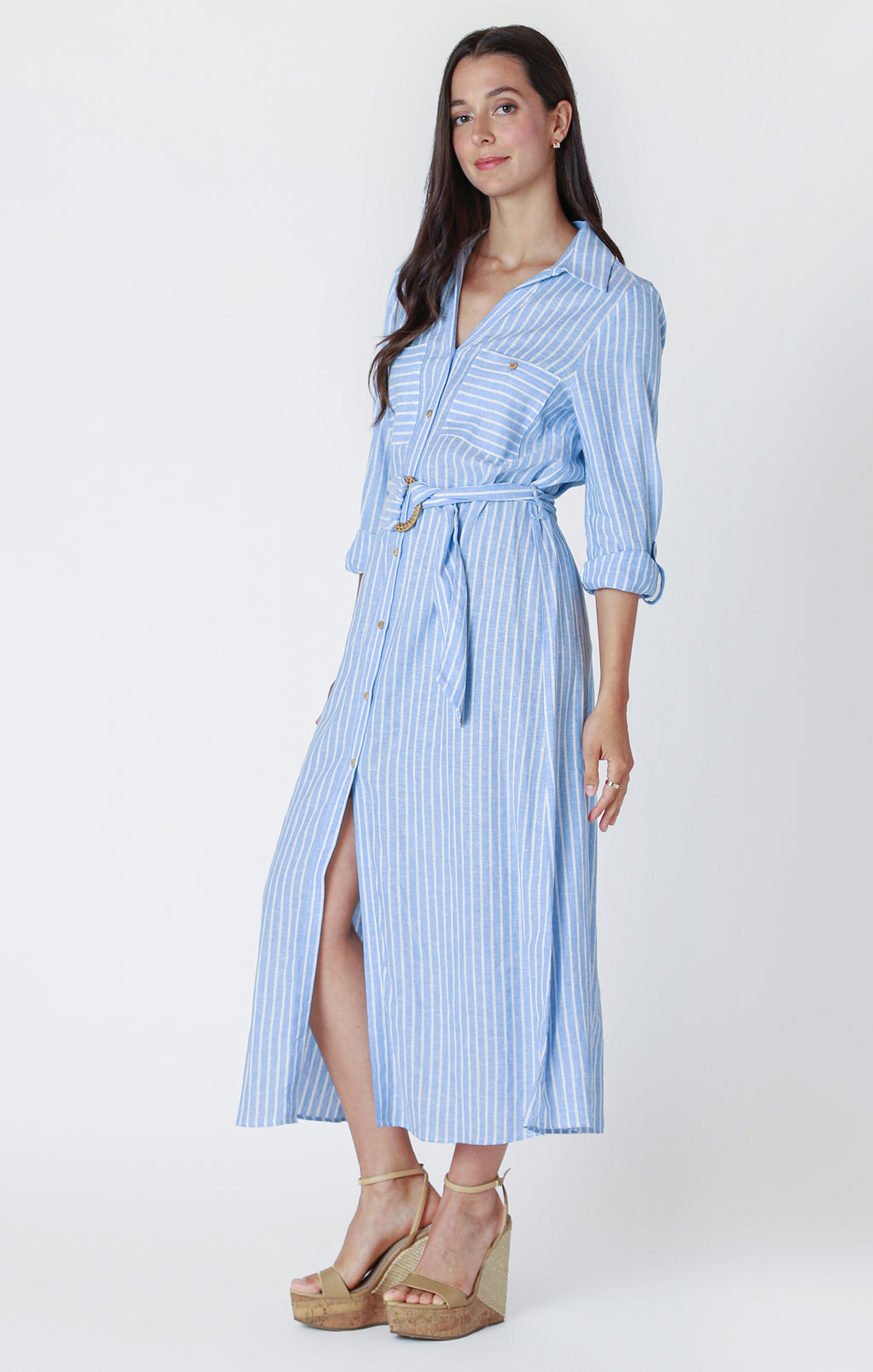 BELTED MAXI SHIRTDRESS