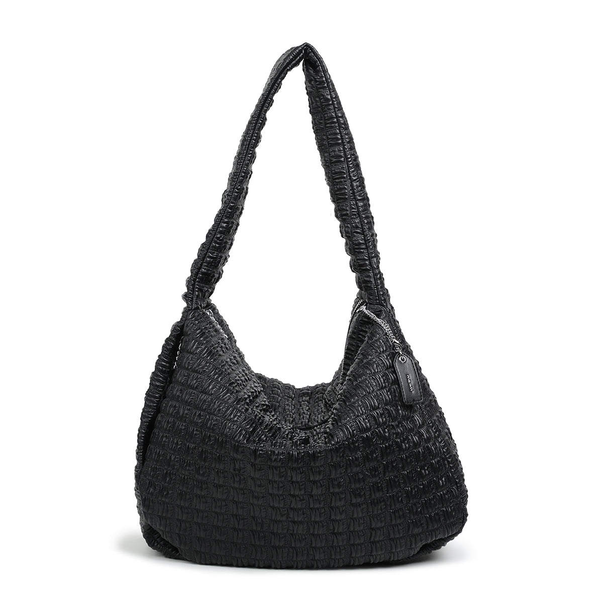 Waffle Shoulder Bag - Black