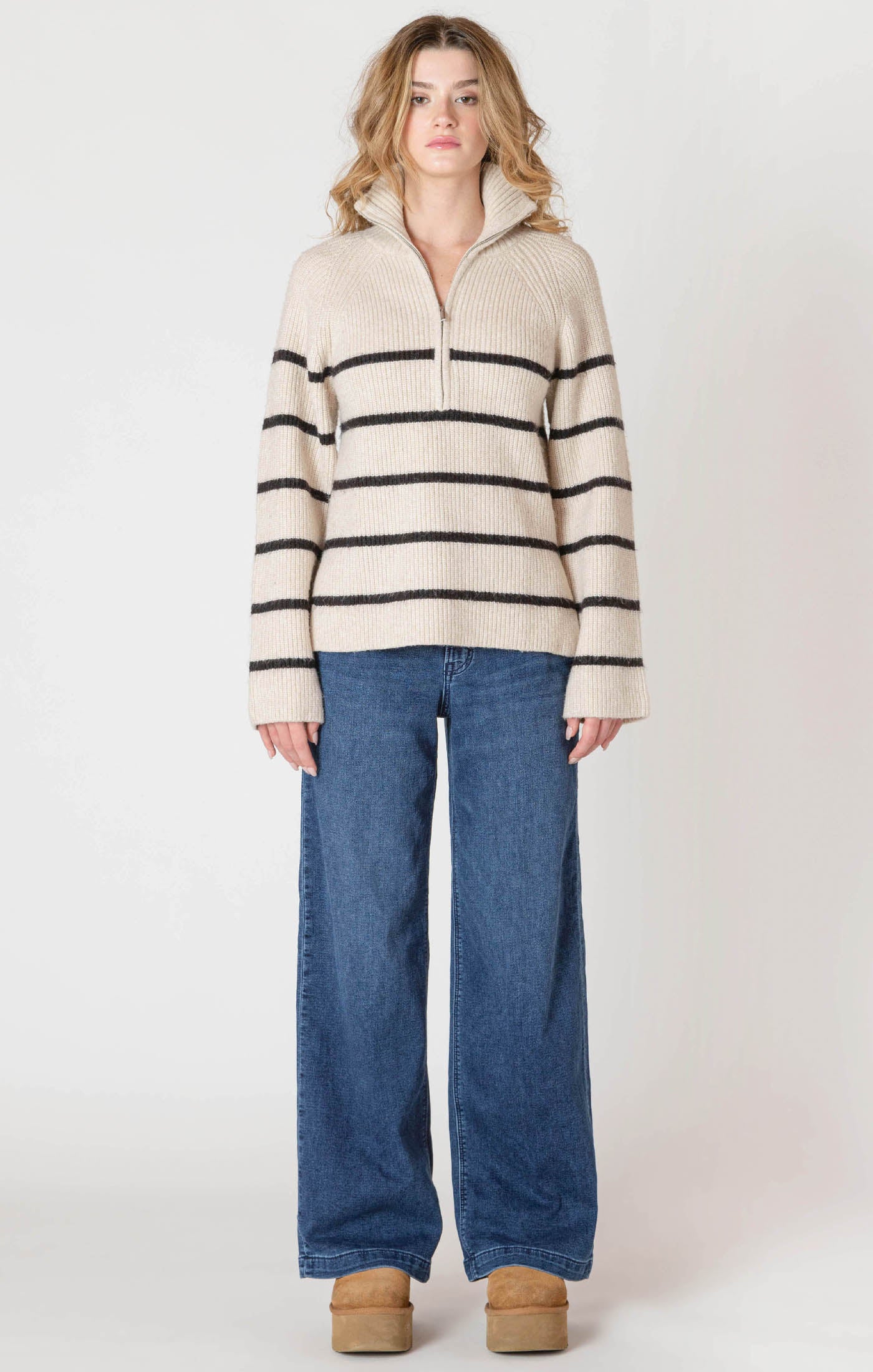 HALF-ZIP LONGLINE SWEATER