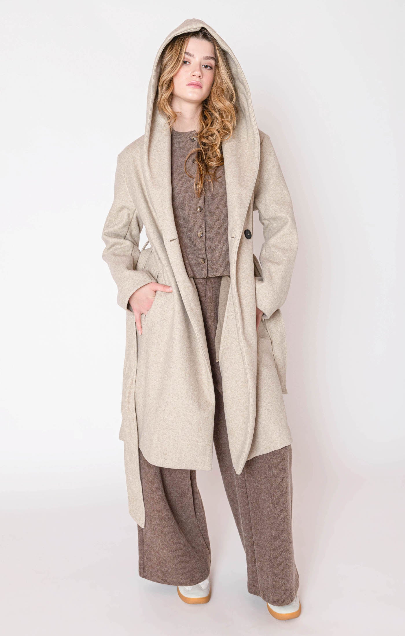 BELTED HOODED COAT