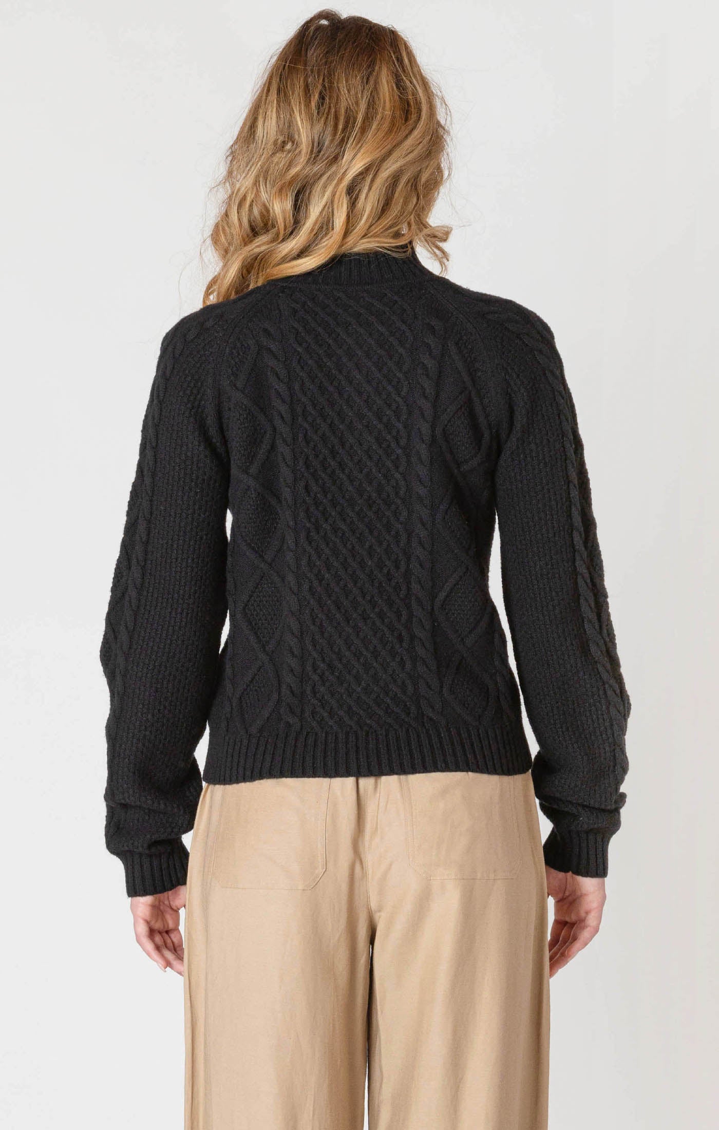 HALF ZIP CABLE SWEATER