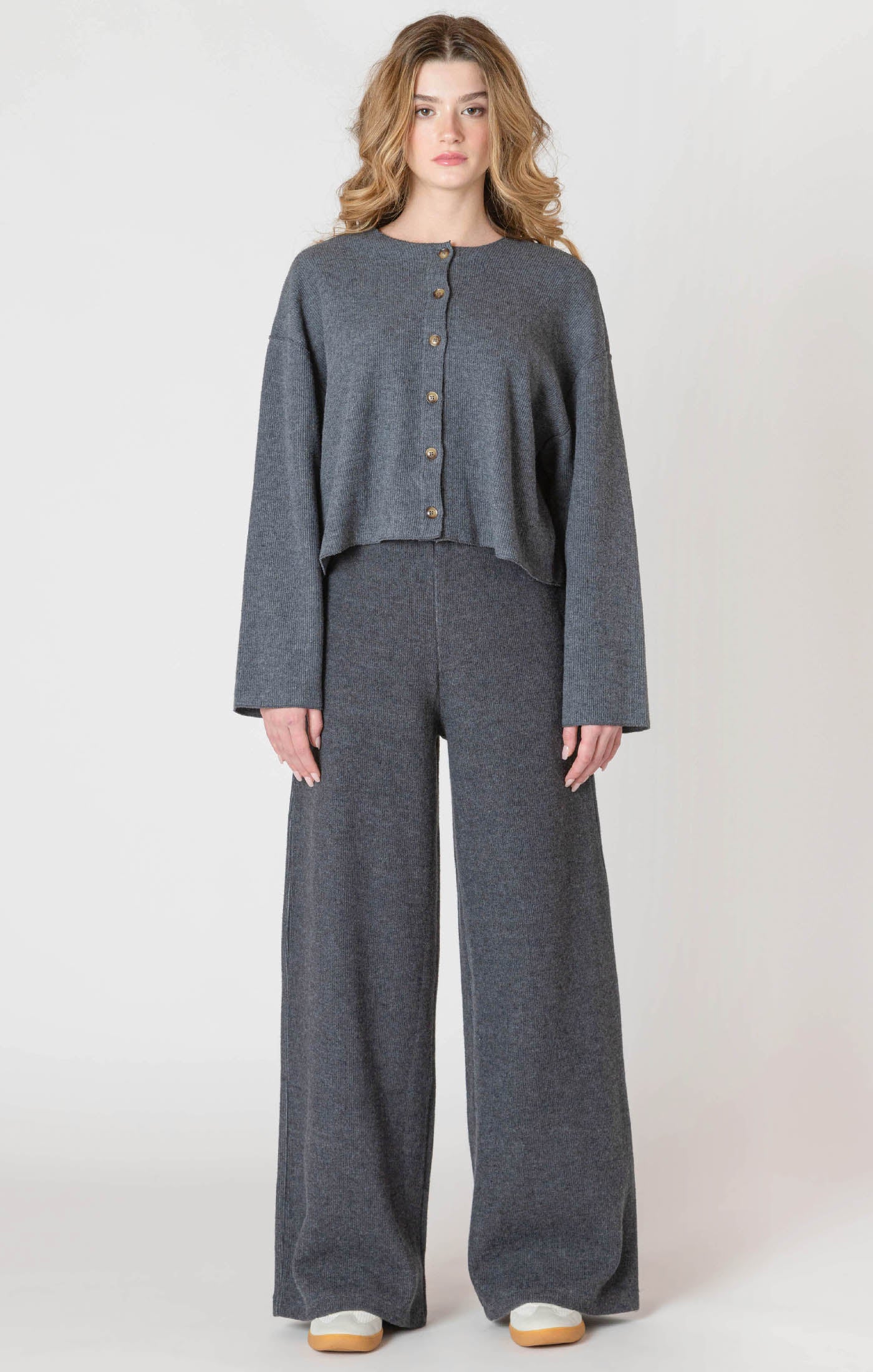WIDE LEG RIBBED PANT