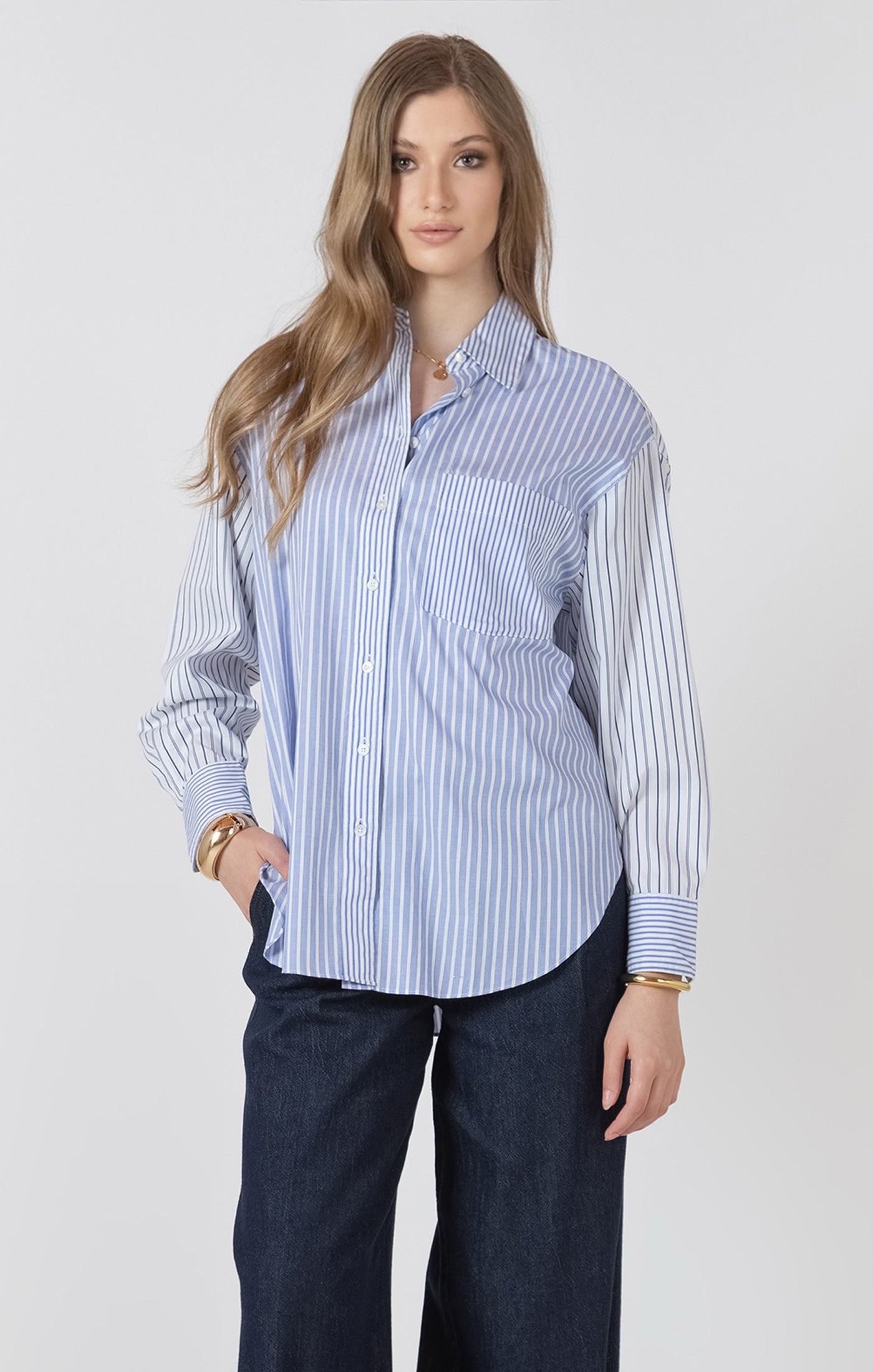 Colour Block Striped Shirt