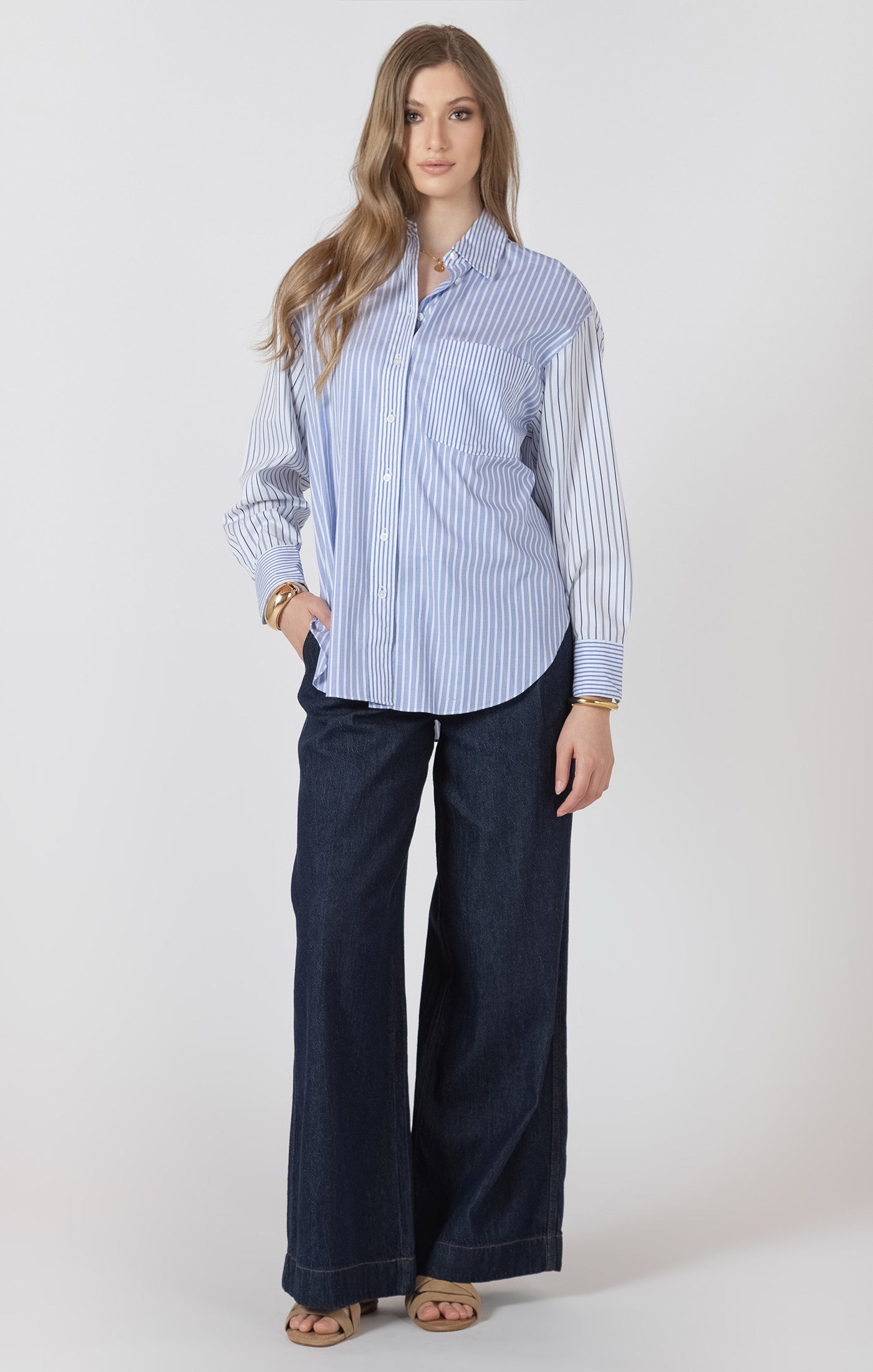 Colour Block Striped Shirt