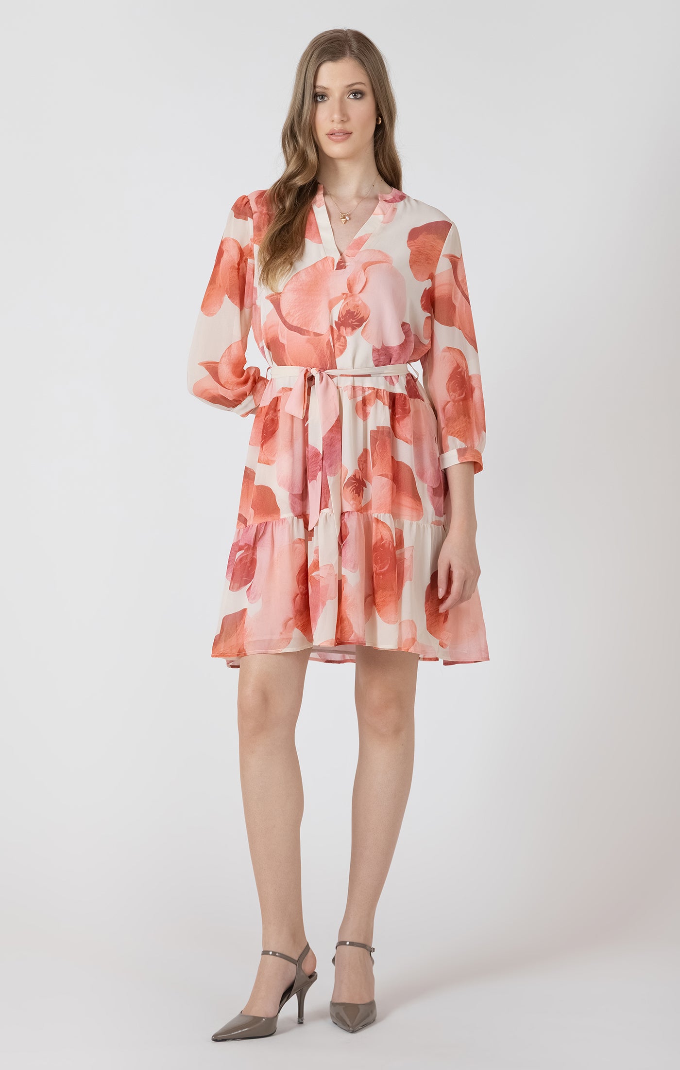 Flowers Belted Dress