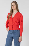 Button Front Cardigan - Bright Cherry