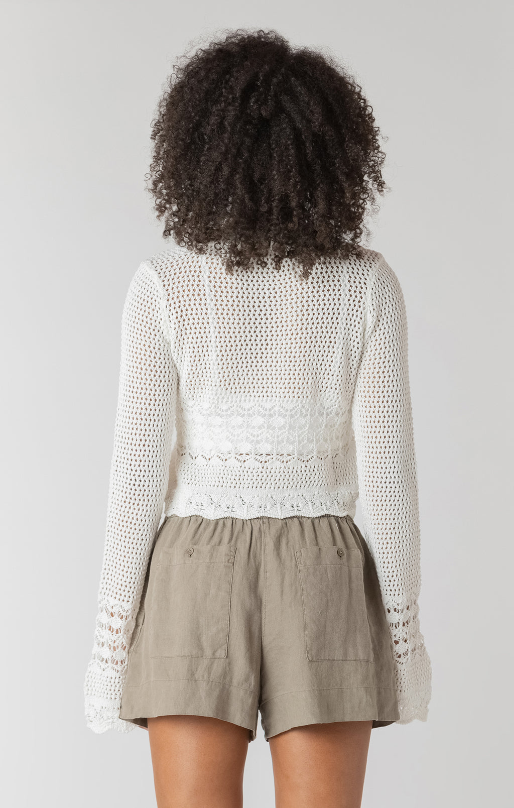 Tina Tied Crochet Cardigan - Cream