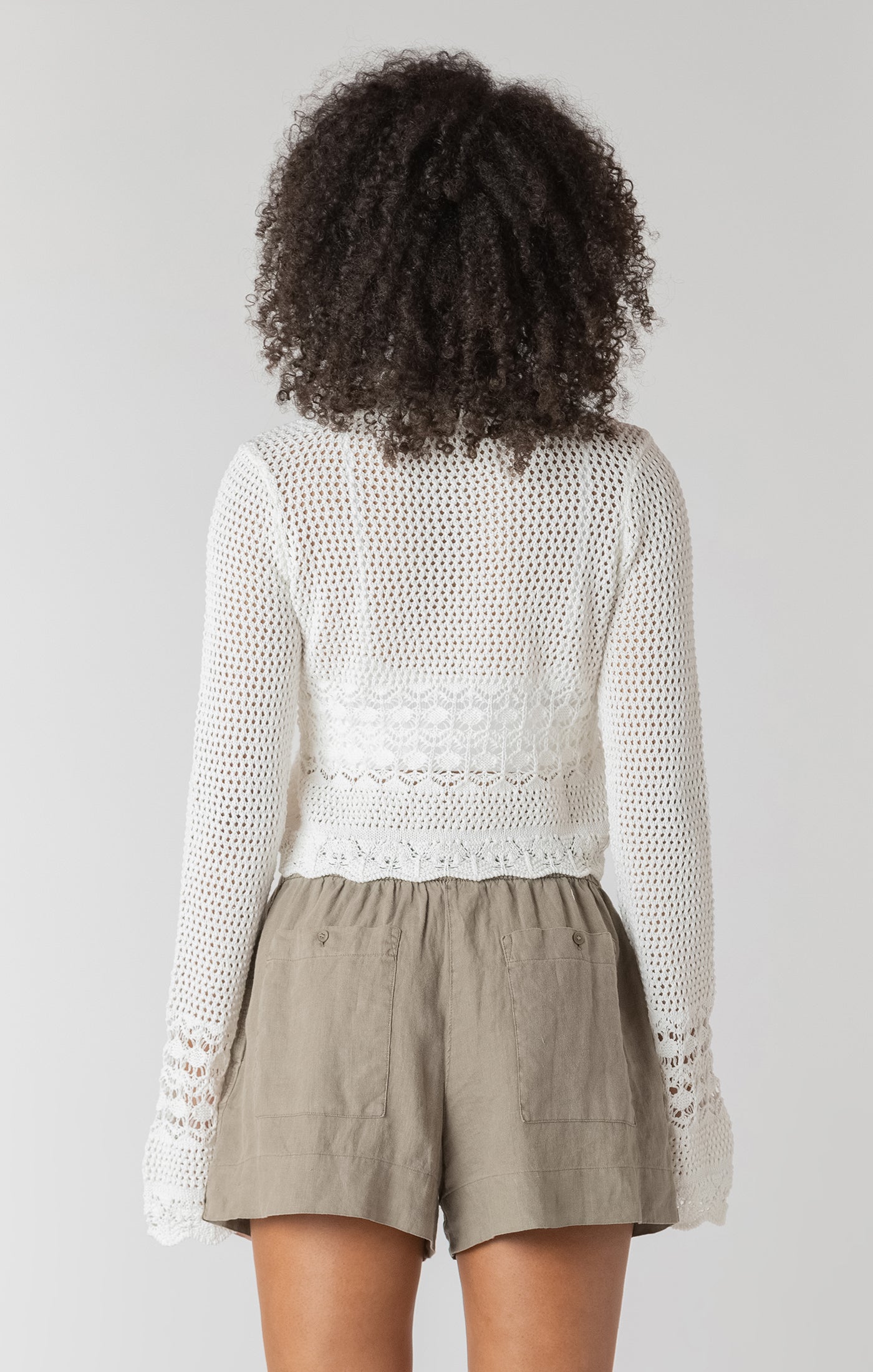 Tina Tied Crochet Cardigan - Cream