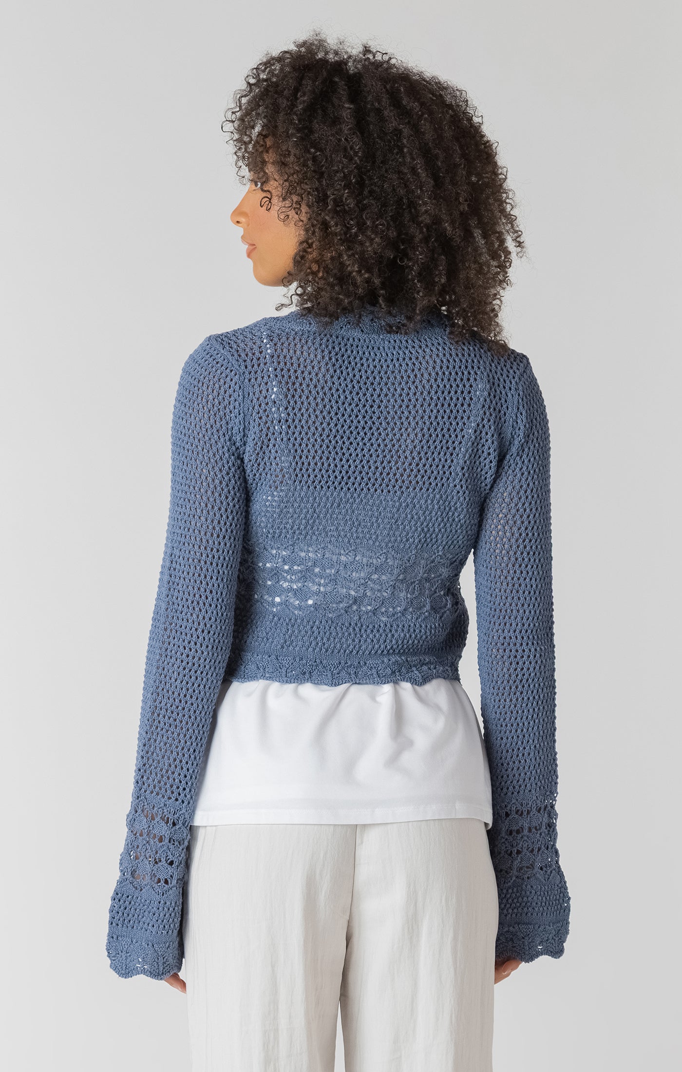 Tina Tied Crochet Cardigan - Indigo