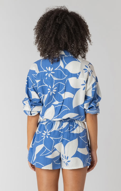 Bluey Flower Linen Shirt