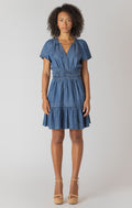 Smocked Waist Denim Mini Dress