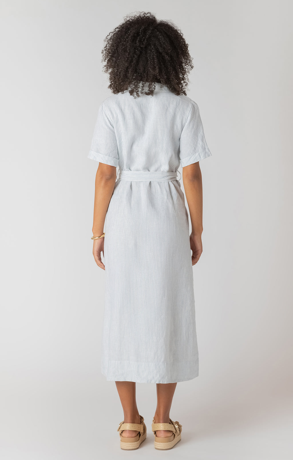 Belted Striped Shirt Dress
