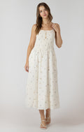 SMOCKED DETAIL MIDI DRESS