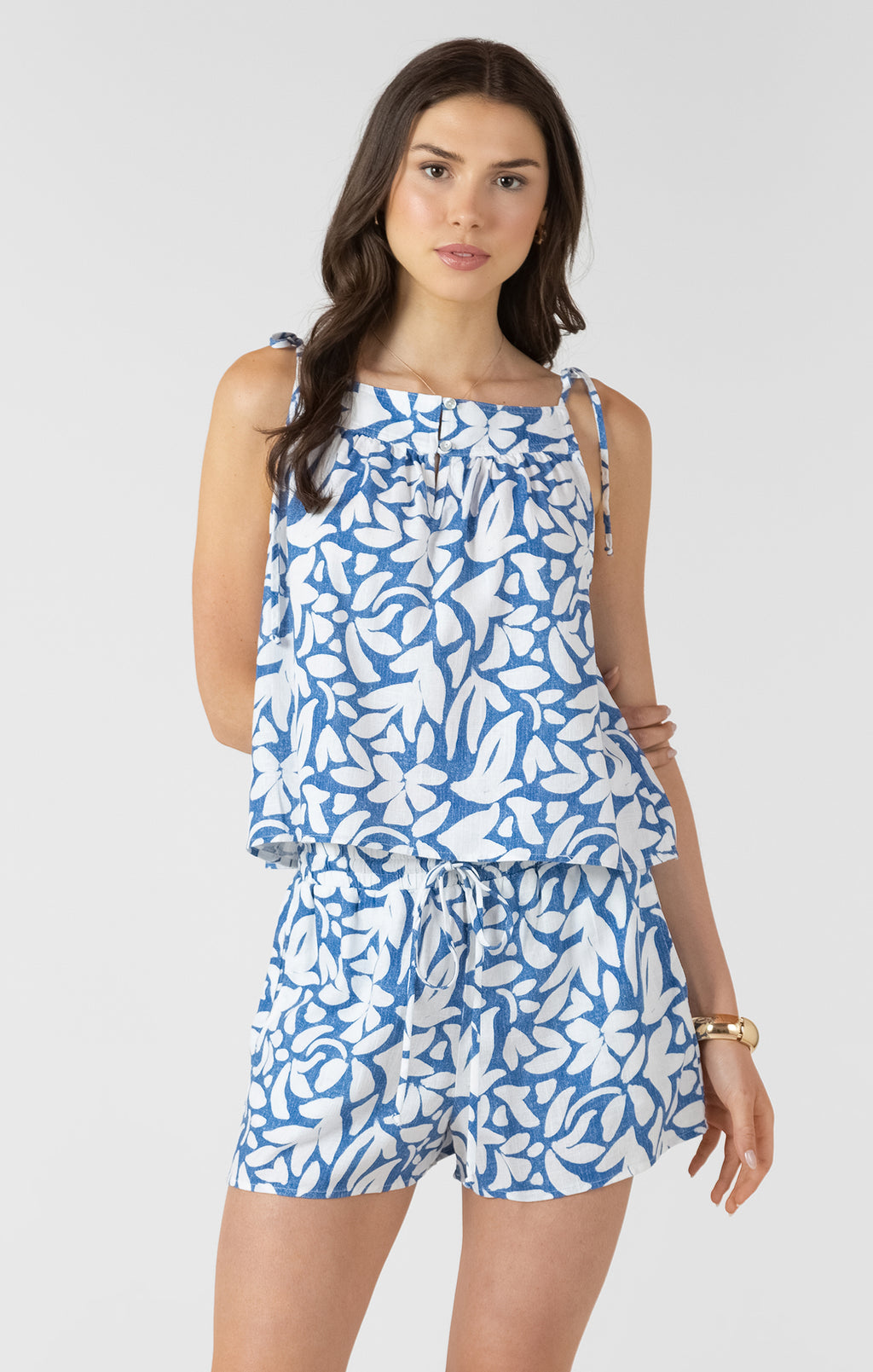 White Flower Tie Tank