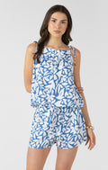 White Flower Tie Tank