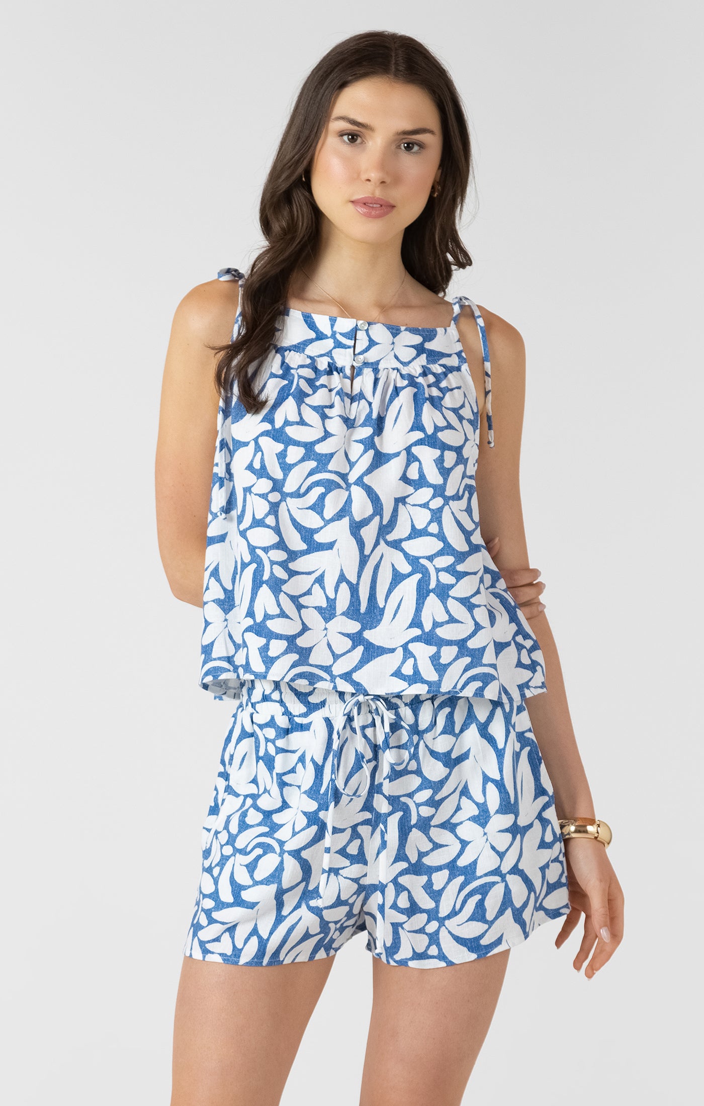 White Flower Tie Tank