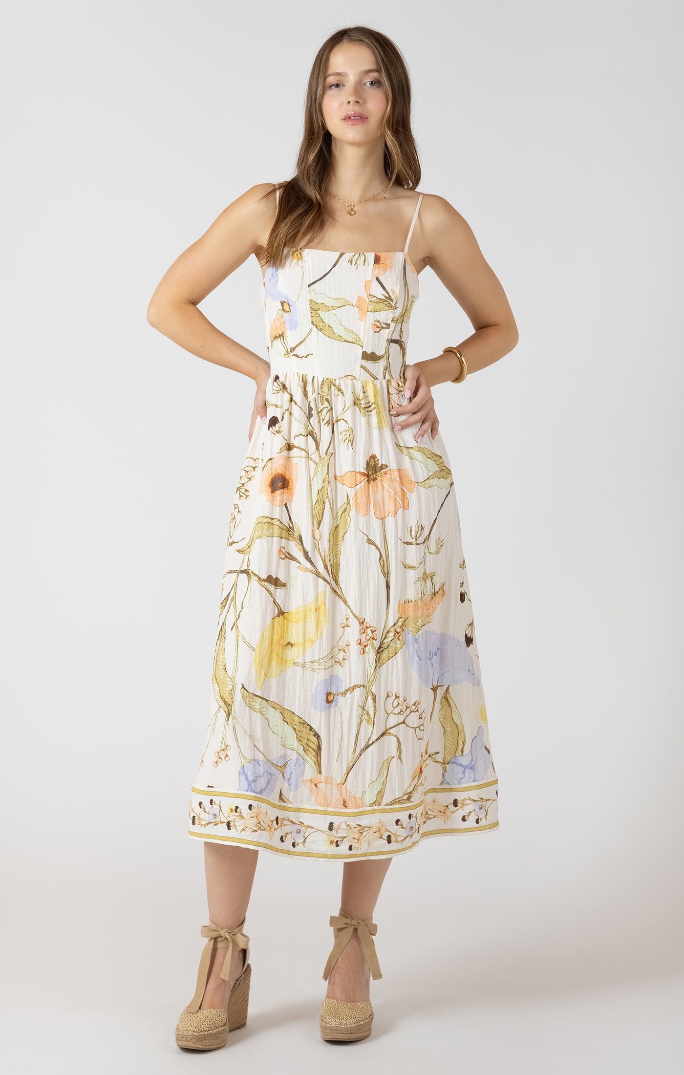 SMOCKED DETAIL MIDI DRESS