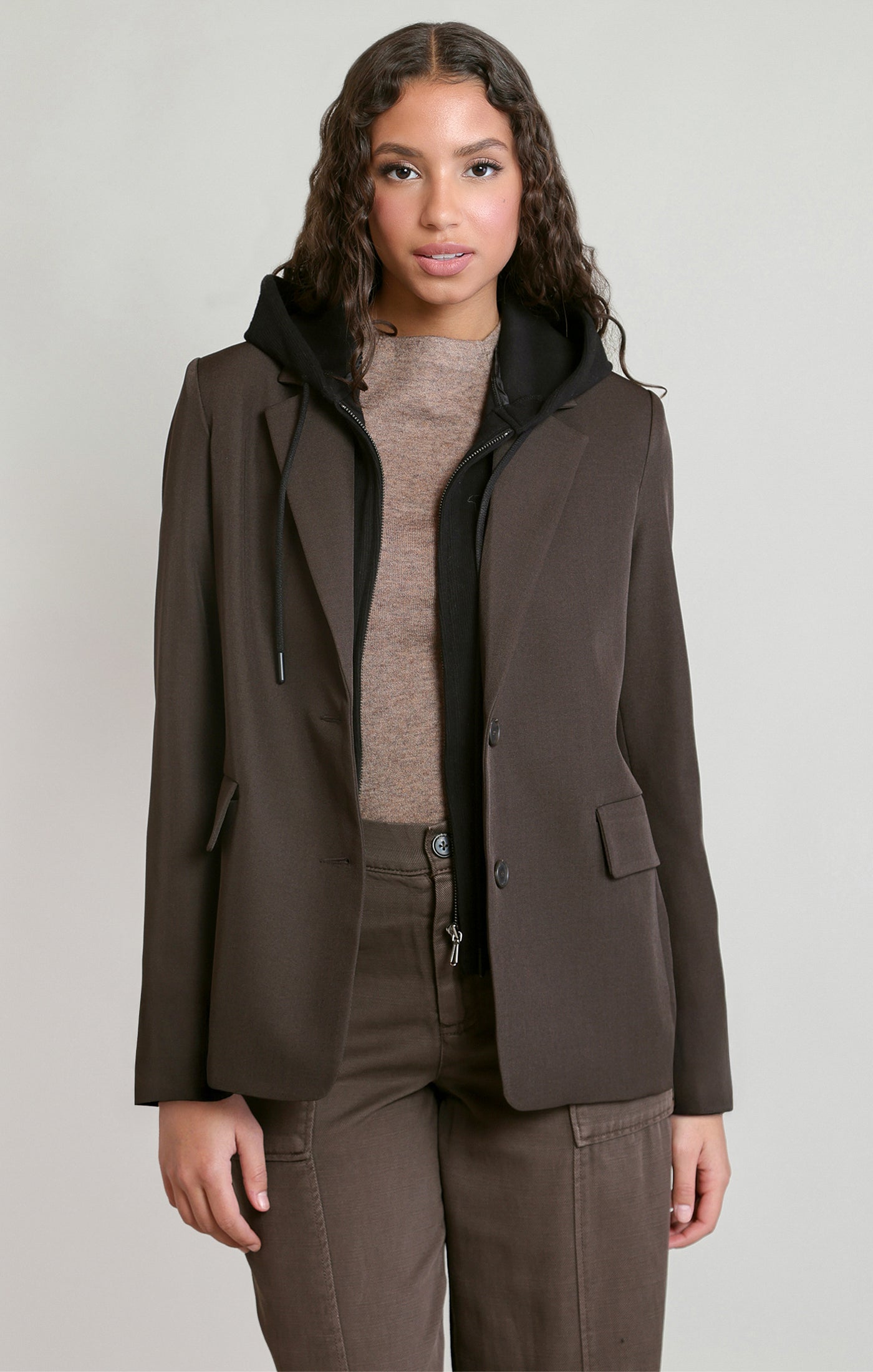 Detachable Hooded Blazer