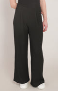 Textured Black Wide Leg Pant