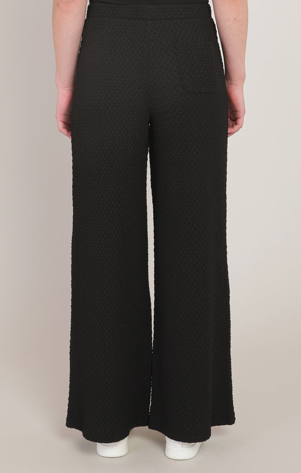 Textured Black Wide Leg Pant