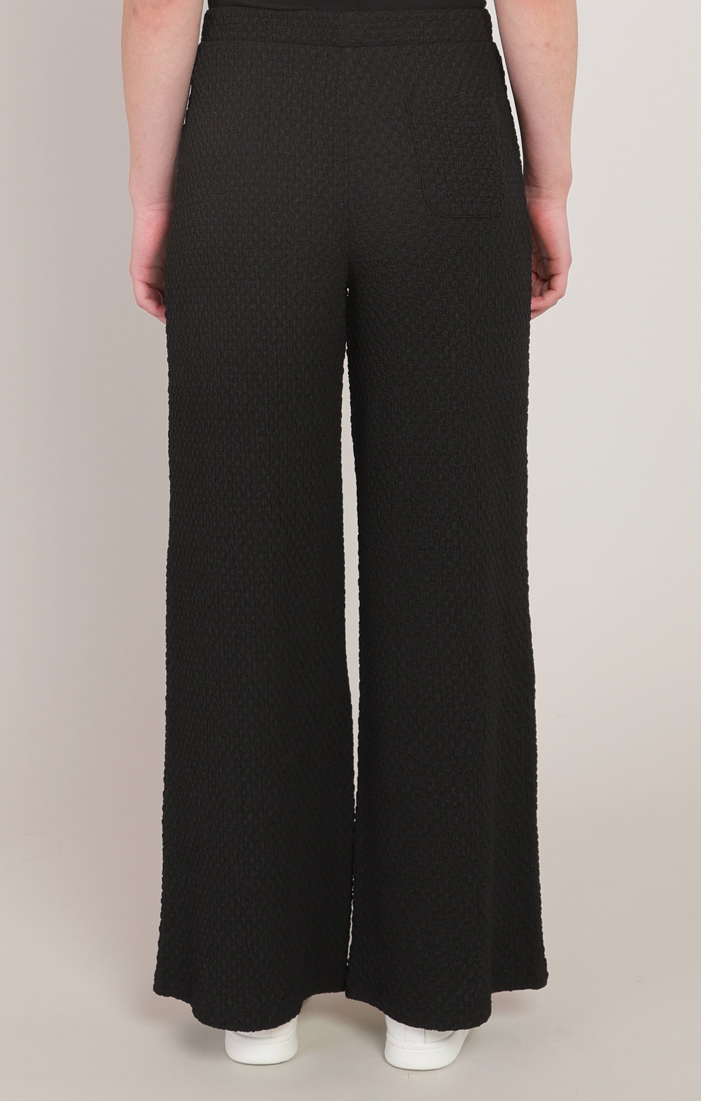 Textured Black Wide Leg Pant